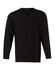 A black men's 100% Merino wool V-neck long-sleeve sweater with a fitted design and ribbed cuffs. It features a logo.