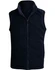 A unisex reversible vest in navy blue with a zip front and a collar. The design features no sleeves.
