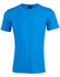 A blue Men's Cooldry Stretch Tee with a round neckline and short sleeves, featuring a logo on the label.