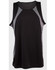 A black men's sprint singlet with grey mesh panels and a logo. Features a sleeveless design for active wear.