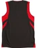 A black and red kid's basketball singlet featuring a simple design and a logo on the back.