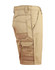 Lightweight, semi-fitted cargo shorts in beige with multiple pockets and stitching details, featuring a logo.