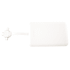 A white 5000 mAh wireless power bank with a built-in 3-in-1 charging cable and a branding logo on the surface.