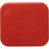 A red square Bluetooth earbud case with a smooth, glossy surface and rounded edges. It features a branding logo.