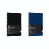 A5 softcover notebooks in black and blue, featuring a minimal design and a logo on the cover.
