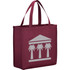 A maroon non-woven tote bag with a logo featuring a building and palm trees. Spacious design with handles for easy carrying.