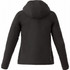 A lightweight women's jacket in black, featuring a hood and a sleek design with visible stitching details.