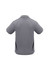 A grey men's polo shirt featuring short sleeves, a collar, and a logo on the back.