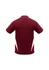 A maroon polo shirt featuring contrasting white side panels and a collar. It has a logo on the front.