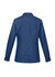 A women's long sleeve button-up shirt in a dark blue denim finish, featuring a collar and buttoned cuffs.