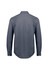 A grey long sleeve button-up shirt with a back yoke and buttoned cuffs. The shirt features a branding logo.