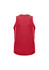 A red men's singlet with contrasting side panels and a logo on the back.