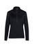 A black women's zippered jumper with long sleeves and a high collar. It has a logo on the chest.