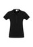 A black vintage tee featuring a round neckline and button detail, with short sleeves and a fitted shape.
