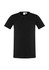 A black vintage t-shirt featuring a henley neckline and short sleeves, with a logo on the label.