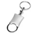A silver and white Luna Snap Apart Key Ring featuring a sleek design and a logo.