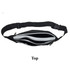A black waist fitness belt with multiple zippered compartments and an adjustable strap. It features a logo.
