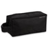 A black Exton Toiletry Bag with a textured surface and a convenient handle. Features a zip closure and a logo.