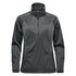 A grey women's anorak jacket with a half-zip and a high neckline, featuring a zippered pocket and a logo.