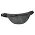 A green waist pack with a zippered pocket and an adjustable strap, featuring a logo.