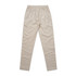 Beige, lightweight pants with an elastic waistband and a simple design, featuring a small logo.