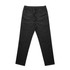 Black active training pants with an elastic waistband and drawstring, featuring a logo.