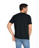A black adult tri-blend tee viewed from the back. The model is wearing jeans and has a logo on the shirt.