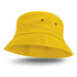 A vibrant yellow Bondi Bucket Hat featuring a wide brim and ventilation eyelets.