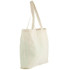 A natural cotton shopper tote in a cream colour, featuring two handles and a simple design.