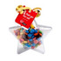 Acrylic star filled with colourful M&Ms, packaged with a tag and decorative ribbon.
