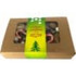 A kraft gift box featuring mixed lollies with candy canes, topped with a green band and a tree logo.
