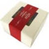 A small, cream Kraft gift box with a red sleeve attached, suitable for confectionery items.