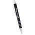 A black Kingston Click ballpoint pen with silver accents and a branding logo on the barrel.