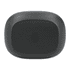 A black earbud case with a minimalist design and a logo on the front.
