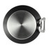 A drink bottle featuring a sleek stainless steel base and a black silicone exterior, equipped with a metal carabiner.