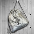 A drawstring backpack with a silver finish featuring the logo of Gainstone School and the text "Junior Rugby Team."