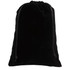 A black velvet drawstring bag with a smooth texture and two ties at the top.