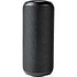A black rugged fabric waterproof Bluetooth speaker with a textured surface and a cylindrical shape.