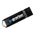 A black USB flash drive with a silver cap and a branding logo. It has a storage capacity of 4 GB.