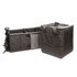 A black car boot organiser with a removable insulated cooler, featuring multiple compartments for storage.