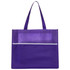 A purple shopping tote bag featuring a wave pattern design and a white stripe, with long handles for easy carrying.