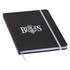 A black Chesterfield Notebook with an elastic closure and a logo on the cover.