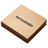 A brown square binder with a black logo on the front cover, containing multiple pages for documents.