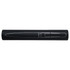 A black metal pen with a sleek design and a logo on the barrel. It is presented in a closed position.