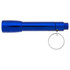 A blue Maverick flashlight with a keyring attachment. The flashlight has a sleek, metallic finish.