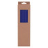 A box containing six blue Mili Straws, displayed against a brown cardboard background with a small handle.