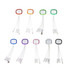 A set of multicoloured 4-in-1 charging cables, each with a different coloured connector and a logo on top.