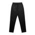 Black heavy lounge pants with an elastic waistband and drawstring, featuring a logo on the waistband.
