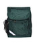 A green school bag featuring a main compartment, a front pocket, and a side mesh pocket. It has a logo on it.