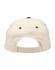 A beige suede peak cap featuring a green adjustable strap and ventilation holes at the back.